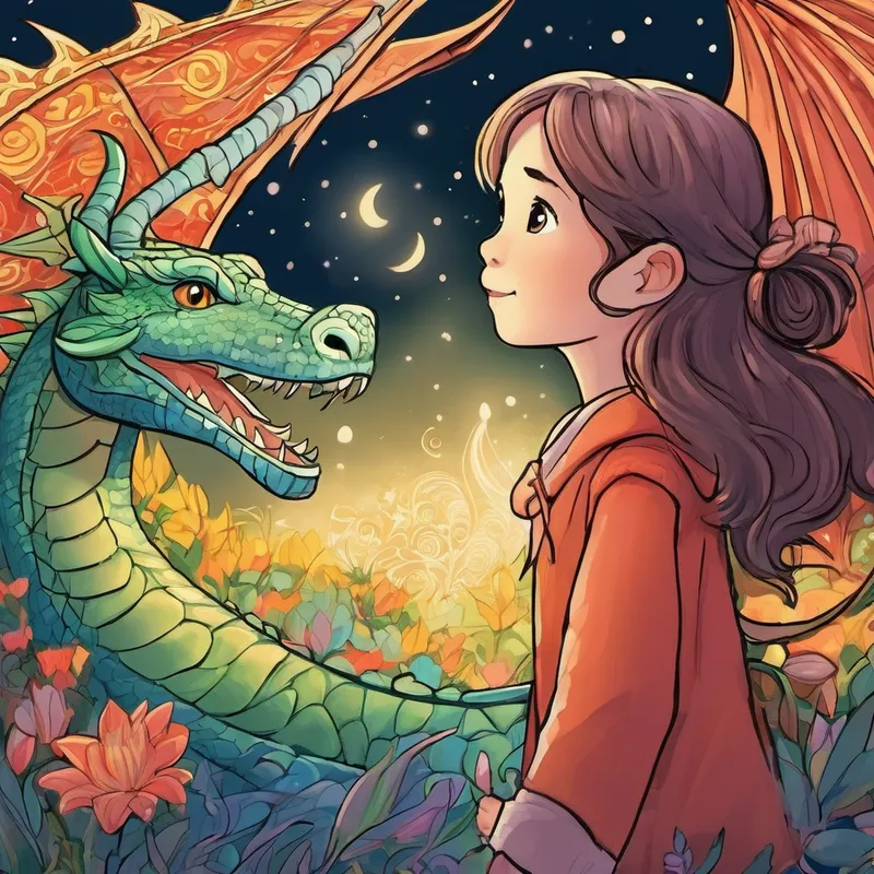 But Lily remembered her mom's words: "Believe in yourself, Lily. You are stronger than you think." Summoning all her courage, Lily looked into the dragon's eyes and said, "Hello, Mr. Dragon. Do you know how to get to the magical place where dreams come true?" The dragon, surprised by Lily's confident and kind words, tilted its head and replied, "Oh, the magical place! You must answer a riddle correctly before I can let you pass."