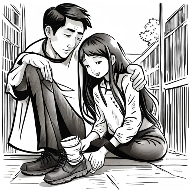 Father comforting Lily and telling her to be patient