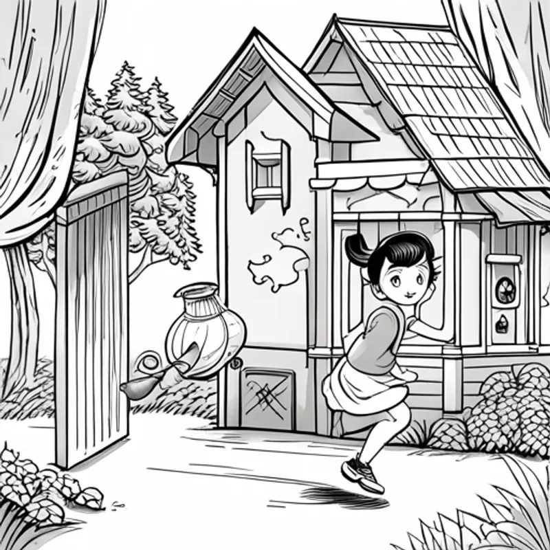 Lily excitedly hearing chirping sounds and running to the birdhouse