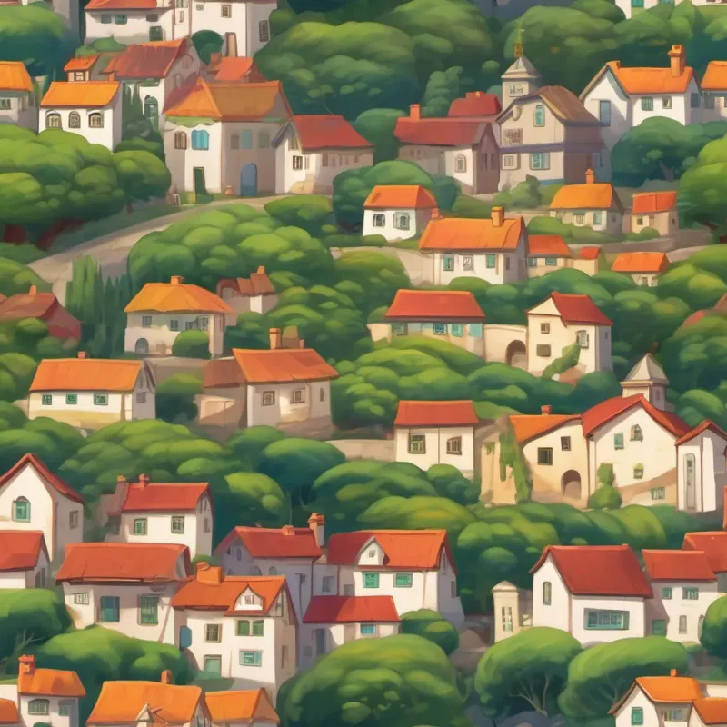 A hopeful scene of the town of Hopesville with a trail leading into the horizon, symbolizing endless possibilities and hope.