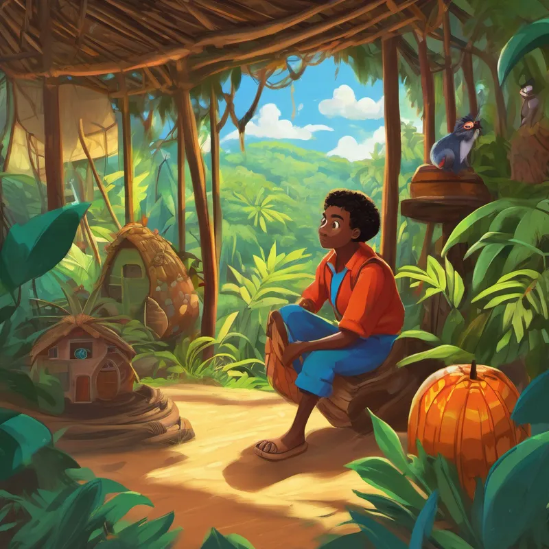 "Long, long ago," Nana began, "Anansi lived in a faraway village just like ours. He was known for his cunning mind and his incredible ability to outwit anyone and anything, even the trickiest of creatures in the jungle." Kwame giggled, intrigued by this clever spider.