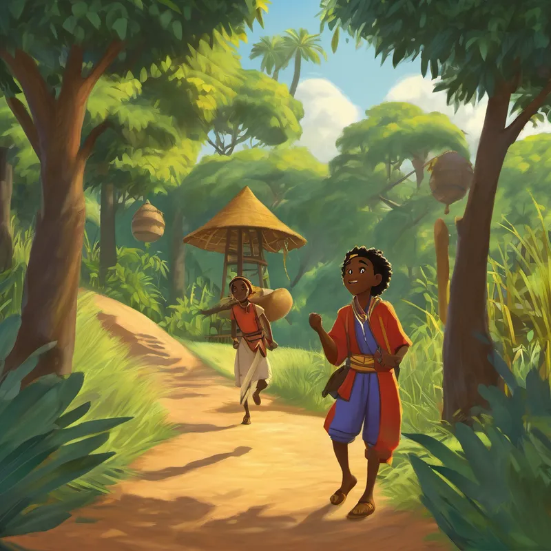 "With the stone hidden safely away, Anansi set off on a quest to bring peace and happiness to every corner of the village," Nana explained. Kwame imagined himself joining Anansi on his adventures, spreading joy to the people he cared about.