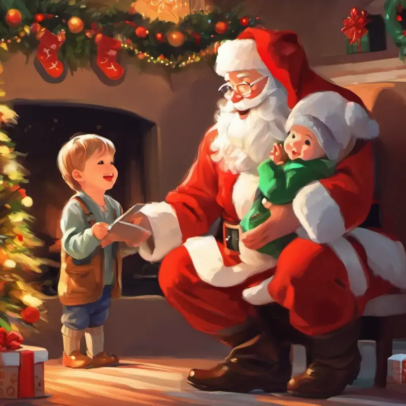 Meeting Santa, delighted toddler, and capturing the memorable moment.