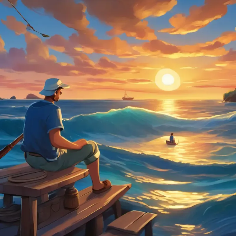 Setting the stage for Friendly fisherman with sun-kissed skin and sea-blue eyes's nightly storytelling with the stars