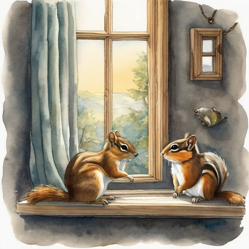 Every evening, just before bedtime, Chippo's human friends would tuck him into his soft, fluffy nest. They would tell him stories about faraway lands, magical creatures, and brave heroes. Chippo's eyes would sparkle with excitement as he listened to their tales. One night, as Chippo lay in his nest, gazing outside the window, he noticed something unusual. A tiny, silver key lying on the windowsill. It glimmered in the moonlight, as if calling out to Chippo. The chipmunk's heart raced with curiosity. What was the key for? Where did it come from?