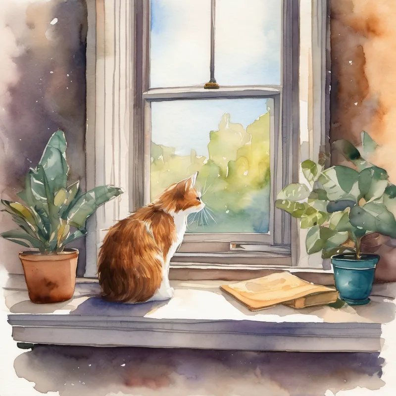 Chippo crept back inside through the open window and nestled into his safe, fluffy nest. His human friends woke up to find him snuggled up, wearing a little smile on his face. From that day on, Chippo never stopped being curious about the world outside, but he also treasured the beauty of his cozy apartment and the love he shared with his dear friends. And every night, just before bedtime, Chippo would listen to his human friends' stories with a twinkle in his eyes, knowing that sometimes, the most magical adventures are the ones we find within ourselves. The end.