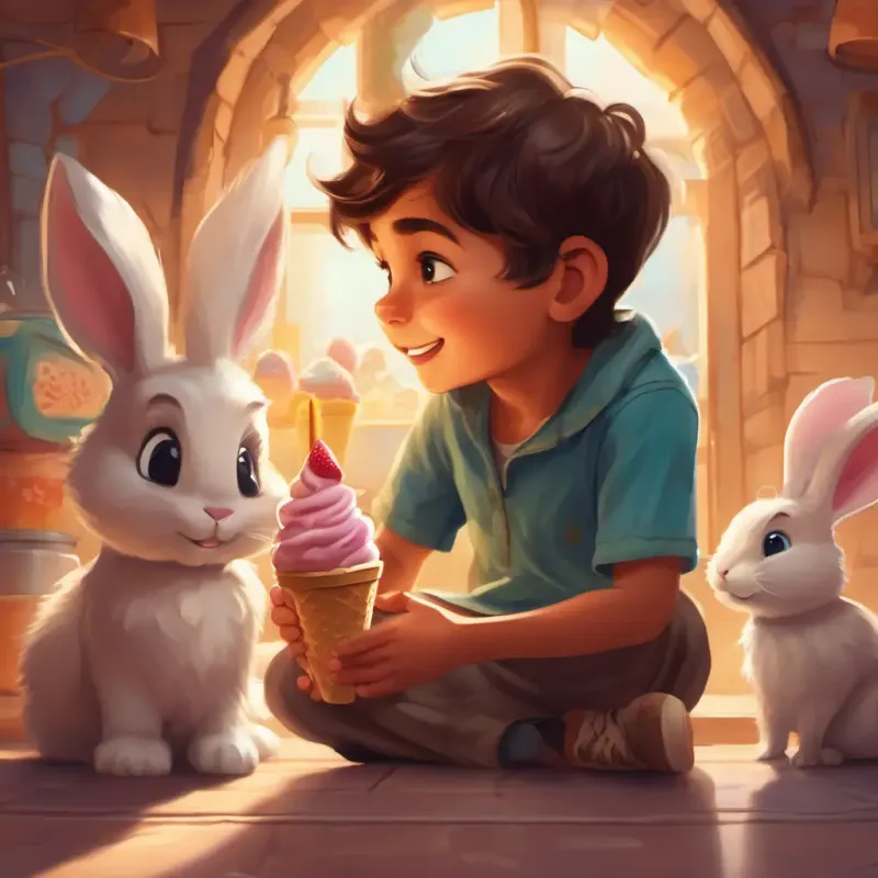 Izzeldin encountering a moral decision, showcasing his love for ice cream and his sense of responsibility towards the trapped rabbit.