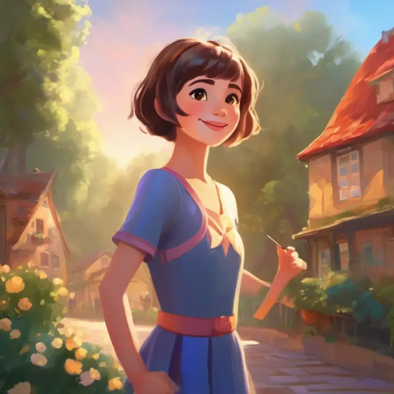 Supportive friend with short hair and a kind smile encourages Young girl with bright eyes, always wearing a dance outfit, showing support.