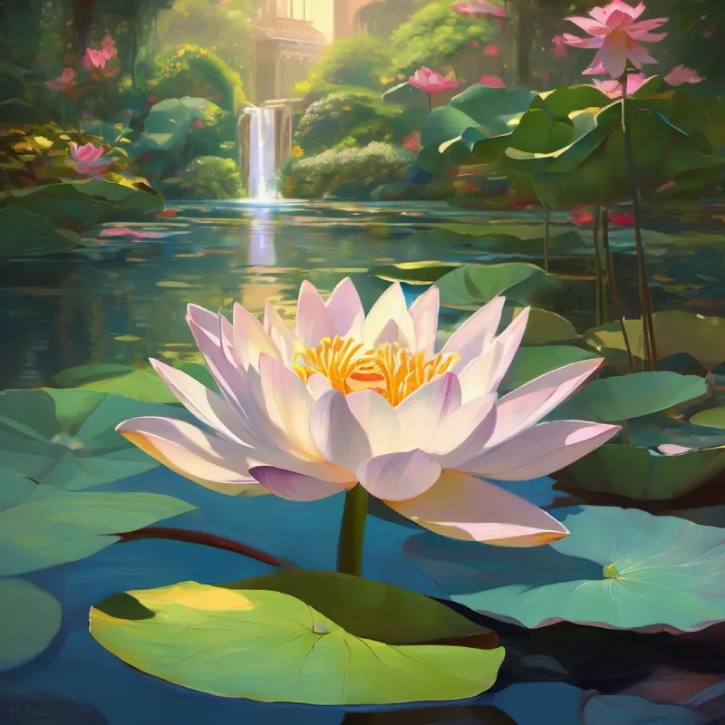 As they approached the pool, a soft voice whispered, "Welcome, dear friends. I have been waiting for you. My secrets are ready to be revealed." The water's surface rippled, and a delicate lotus flower emerged, its petals unfolding like a tiny, shimmering umbrella.   "Who are you, mysterious voice?" Bella asked, her eyes wide with wonder. The voice replied, "I am the guardian of the enchanted garden. You, dear ones, have shown kindness, curiosity, and bravery. As a reward, I shall share the garden's secrets with you..."