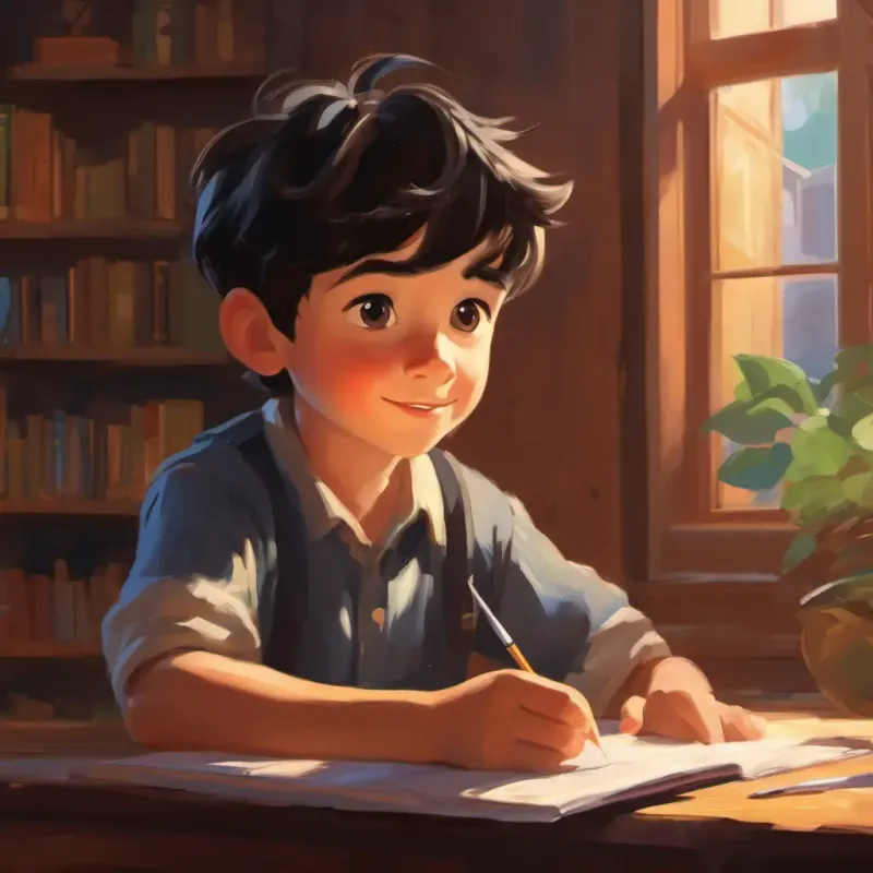 Young boy, enthusiastic, dark hair learning about responsibility and care