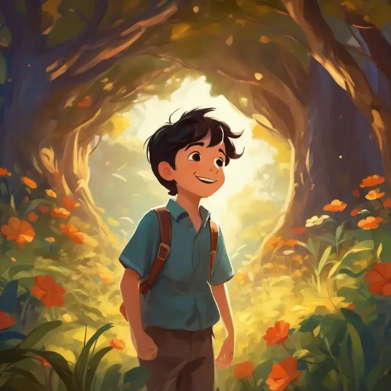 Young boy, enthusiastic, dark hair experiencing the joy of companionship