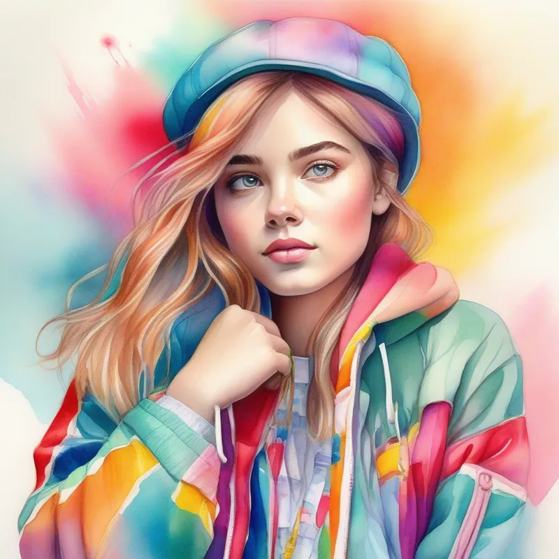 Energetic and imaginative girl with colorful and vibrant clothes thinking about what talent to showcase, uncertain and thoughtful