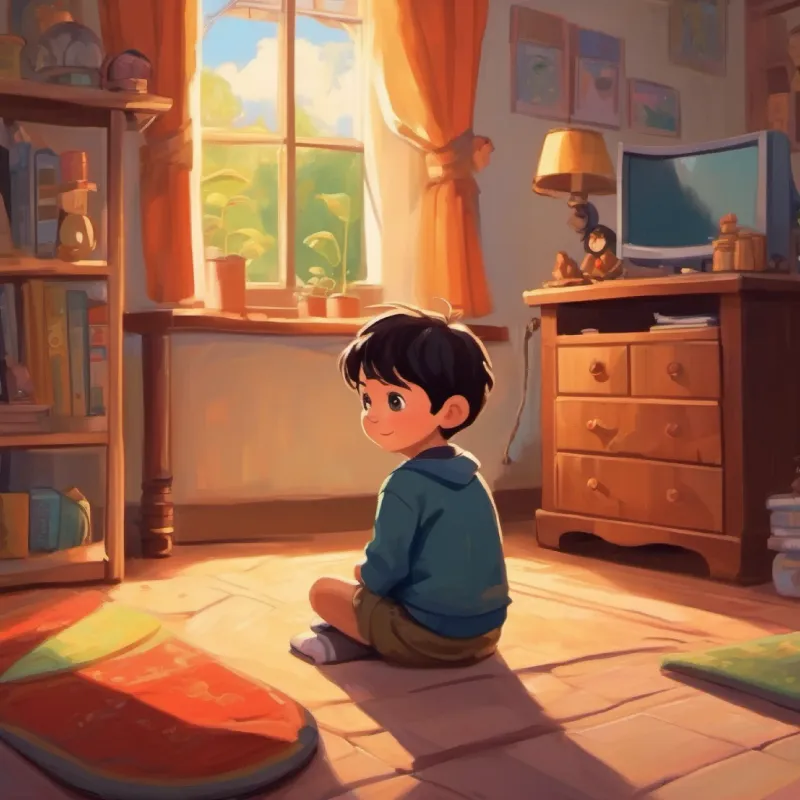 Introduction of Small boy with bright eyes and a curious smile, his room, and his feelings of loneliness