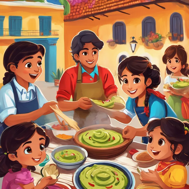 Their neighbors were thrilled to learn about the rich histories of Guatemala and Puerto Rico. Together, they organized a grand fiesta in the town square, showcasing colorful dances, lively music, and mouthwatering cuisine. Luca, Rocco, and Bella even taught their friends how to make homemade tortillas and guacamole, sharing their favorite family recipes. This magical fiesta was just the beginning. Their little town of Oakville now celebrated Hispanic Heritage Month annually, with each year highlighting different cultures from around the world. Luca, Rocco, and Bella's adventure had sparked a love for learning and embracing heritage in the hearts of everyone in their community.