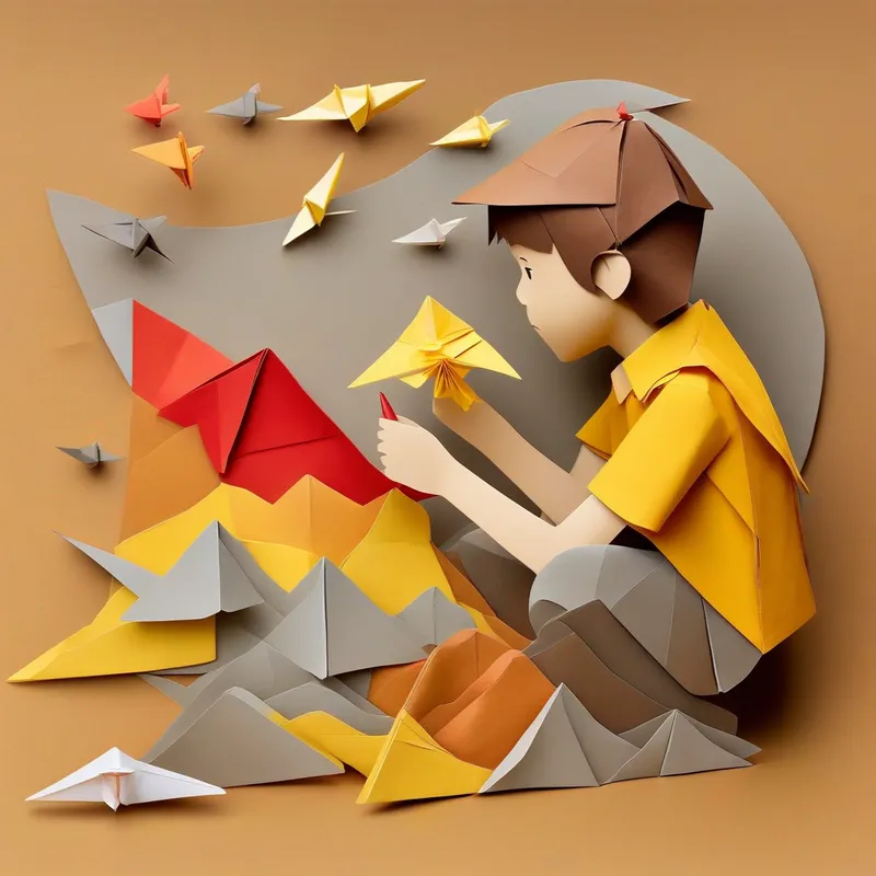 Young boy with good listening skills. Colors: brown, yellow. listening to fisherman's account of the mysterious map. Colors: gray, red.