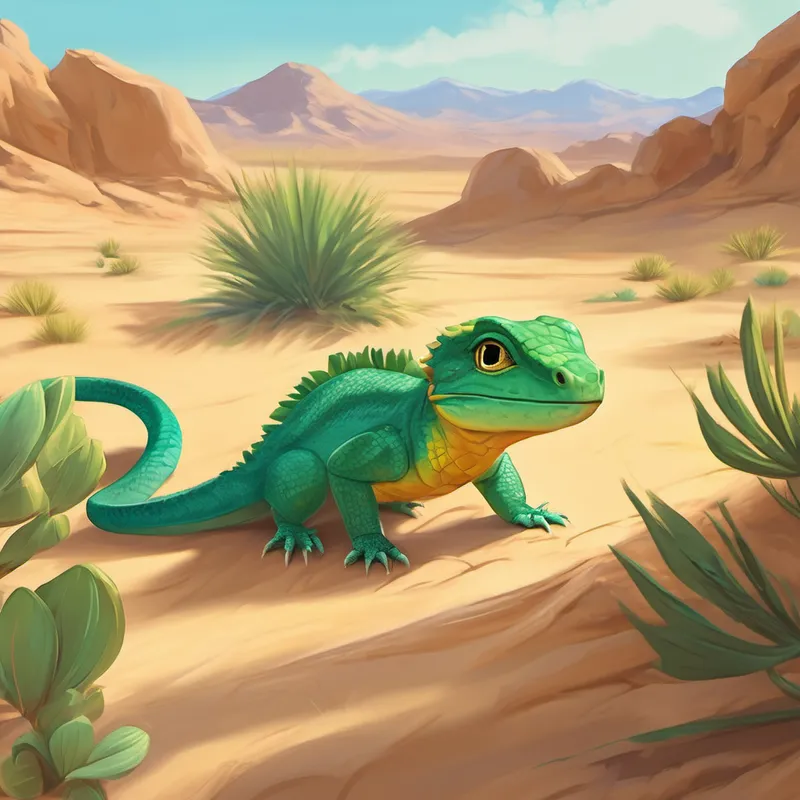 One sunny day, a kind-hearted desert lizard named Leo noticed the lonely seed struggling by itself. Leo was known far and wide for his wisdom and ability to survive in the harshest of conditions. Curiosity piqued his interest, and he approached Florette with kindness and warmth. "Hello, dear Florette, what brings you to this unforgiving desert?" inquired Leo, his eyes full of compassion.