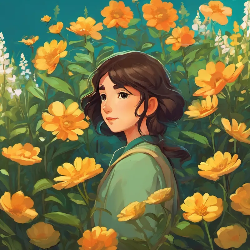 Florette, without hiding her true feelings, bravely replied, "I desire to grow into a beautiful flower, against all odds. I want to bring life and color to this barren land, even if it seems impossible." Leo was touched by Florette's honesty and admired the genuine strength within her. "You have a brave heart, Florette. I will help you in any way I can. But remember, honesty is one of nature's greatest virtues. Always stay true to yourself, no matter the circumstances," Leo wisely advised.