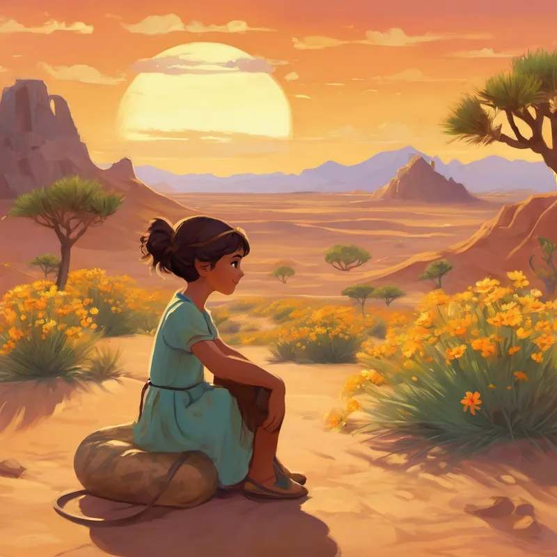 And so, little Florette, forever grateful for the desert lizard Leo's wisdom, thanked him for his honesty. She realized that honesty was not just a treasure they had shared, but a quality that could bring joy, hope, and beauty to the world, even in the harshest of circumstances. From that day forward, Florette bloomed year after year, sharing her remarkable story with all who passed by. And in the desert, where her honesty had brought forth life, the flowers that bloomed forth became a symbol of hope, courage, and the power of honesty against all odds.