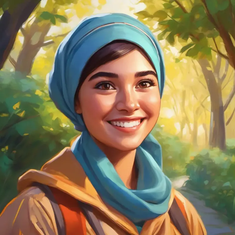 Warm smile, bright eyes, ambitious spirit, wears a headscarf attends nursing school, taking a big step towards her dream