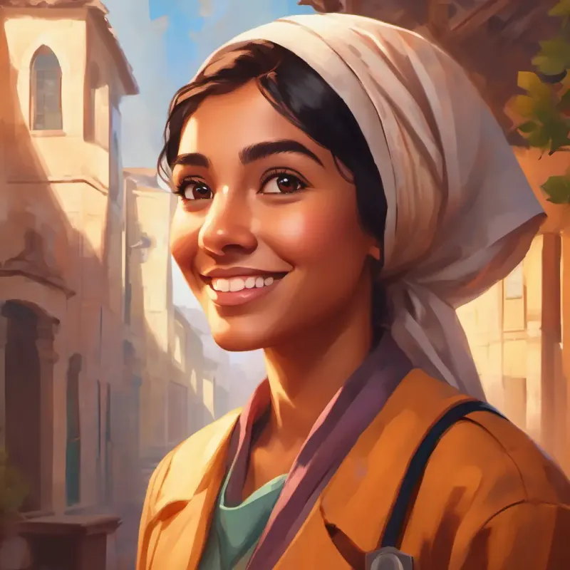 Warm smile, bright eyes, ambitious spirit, wears a headscarf feels supported in her journey to become a nurse