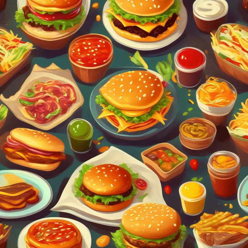 Table with fast food dishes and homemade meals for taste test
