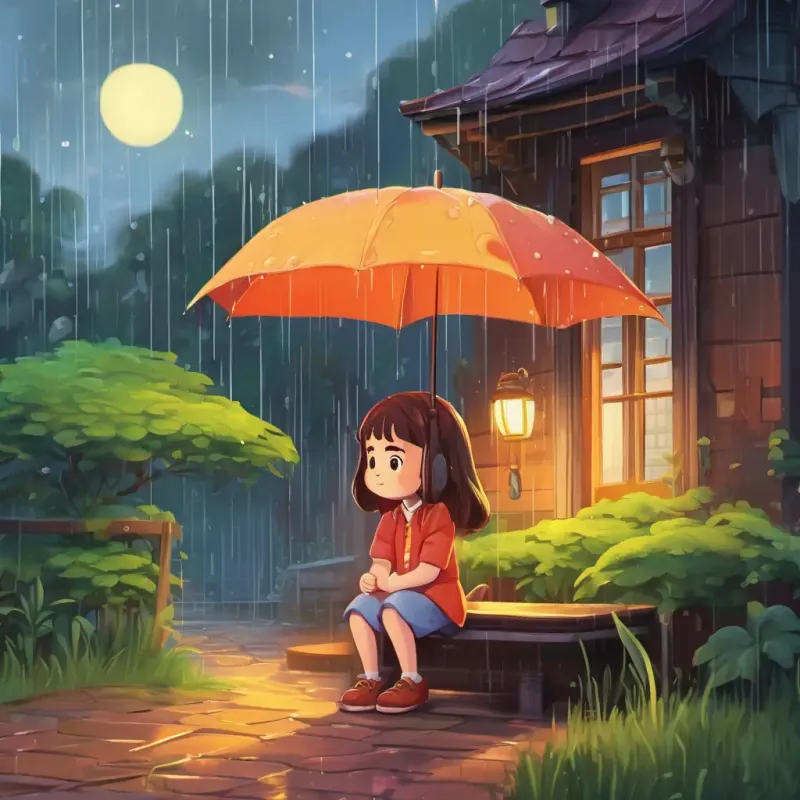 The story begins in Sunnyville, where Lily lives. It's a rainy day, and Lily is feeling sad.
