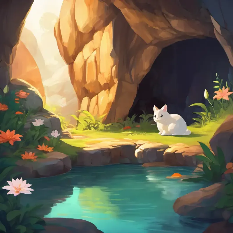 Lily and the animals find a cozy cave to stay in and keep each other warm and dry.