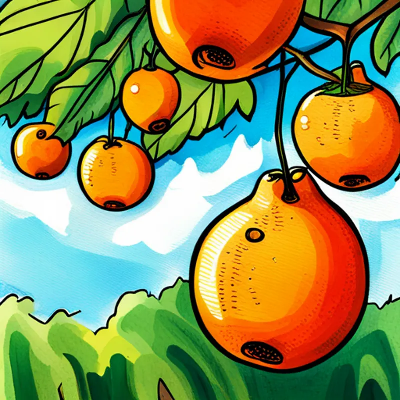 Orange Orange and juicy with a sweet aroma. hanging from a tree