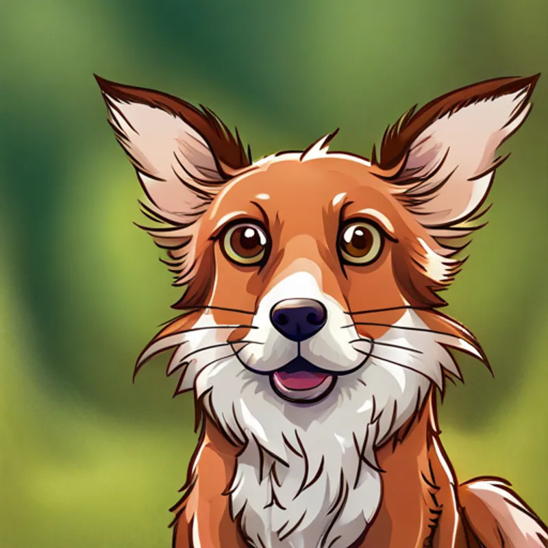 Brown Brown with a wagging tail and floppy ears. chasing a stick