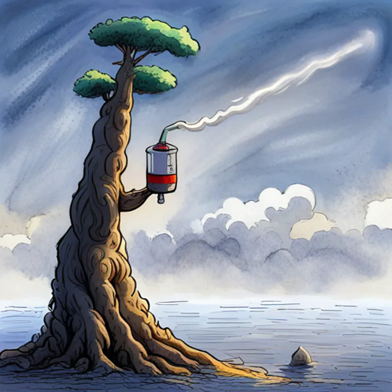 Gray Big and gray with a long trunk. spraying water from its trunk