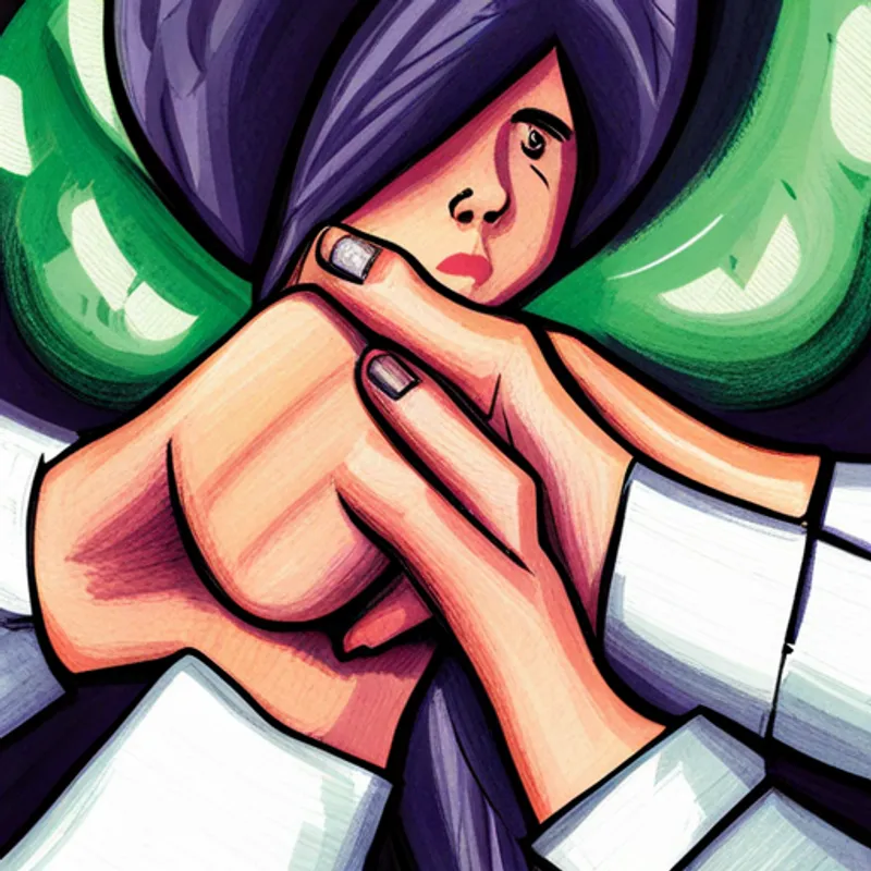 Two Two hands holding each other tightly.s clasping each other