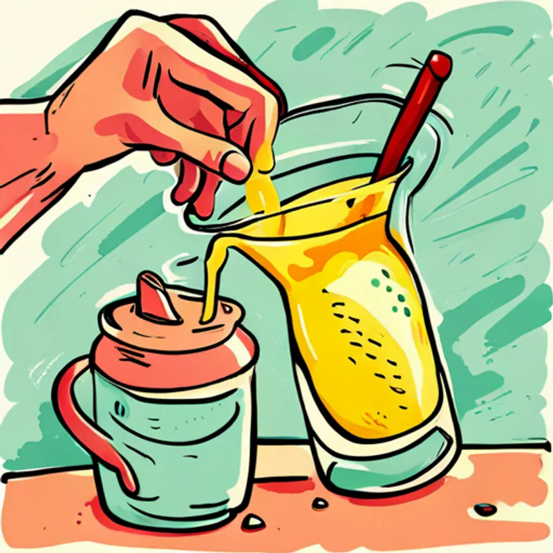 Yellow Yellow with a pouring spout and handle. pouring refreshing lemonade