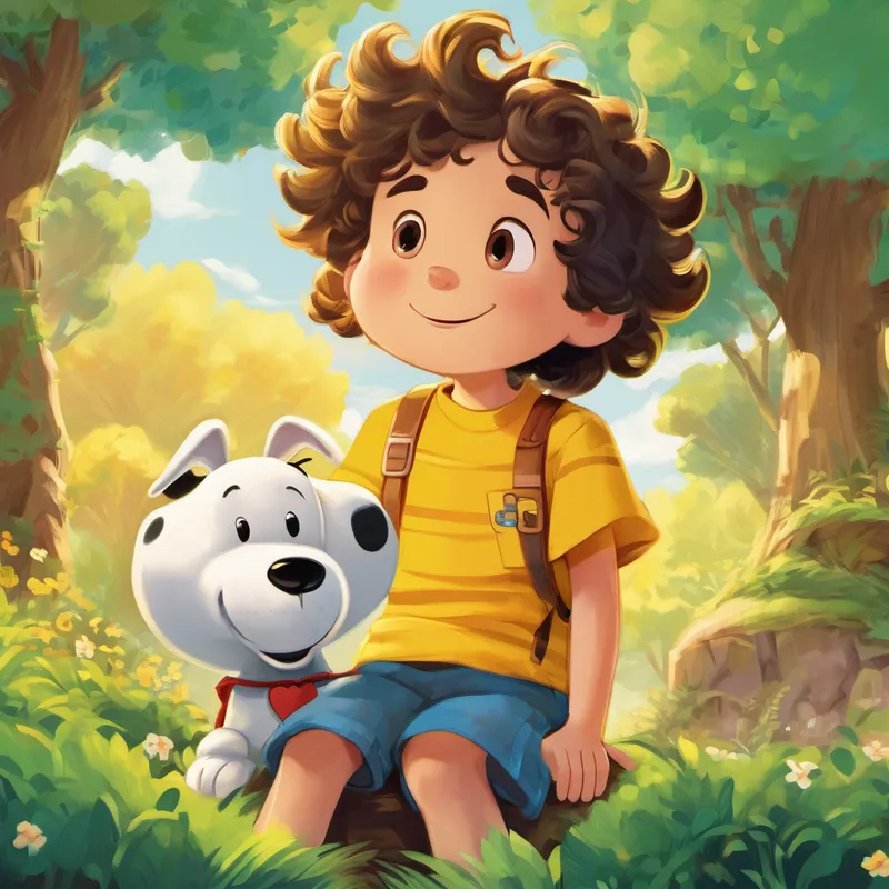 Once upon a time in a sunny little town, there lived a boy named Charlie. Charlie had a big round head, just like a soccer ball, and a heart full of kindness. He had curly hair that always seemed to be a bit messy, and he loved wearing his favorite yellow shirt with a zigzag pattern. Charlie loved to spend his days with his best friends, Lucy, Linus, and Snoopy. They would go on exciting adventures and learn valuable lessons together. Sometimes, they even went to their secret treehouse and shared their dreams and struggles.