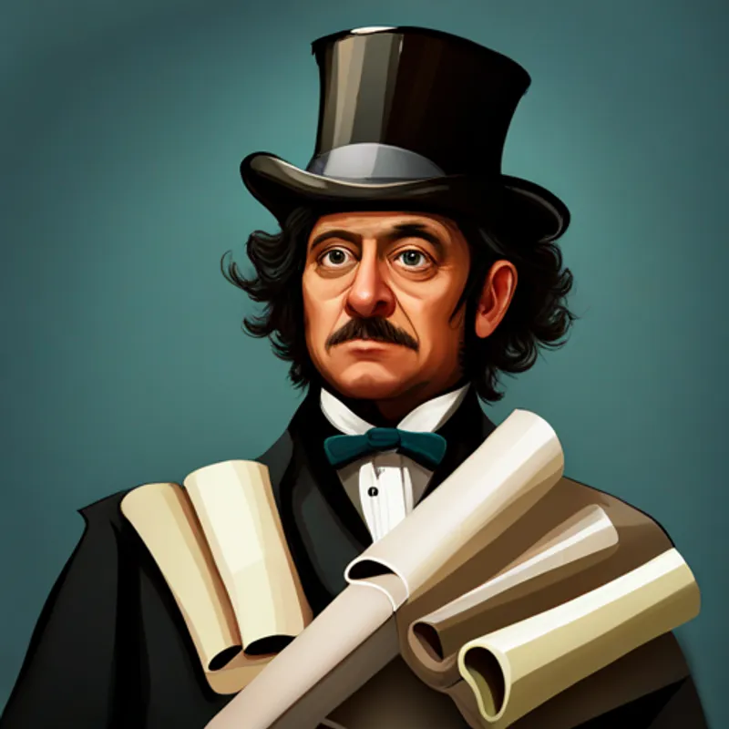 Brunel wears a top hat and carries blueprints