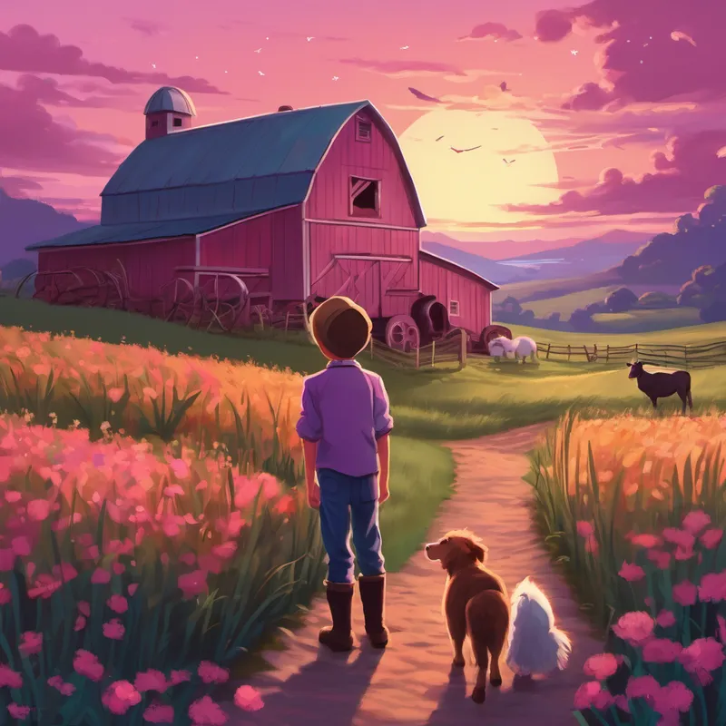 From that day forward, Josh and Sam continued their daily routines on the farm, but now, the bond between them had grown stronger. And as twilight painted the sky with shades of pink and purple, Josh tucked himself into bed, knowing that the stories he shared had touched the heart of the brave scarecrow, Sam, and all the animals on the farm. And so, each night, before falling asleep, Josh would whisper to his dear friend, Sam, "Dream sweet dreams, my little scarecrow. Adventure awaits you each night, wherever your dreams may take you."