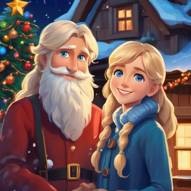 Tall, with long blond hair, blue eyes, and a friendly smile interacts with the entire neighbor's family.
