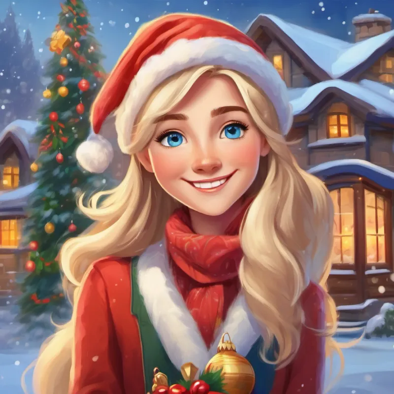 Tall, with long blond hair, blue eyes, and a friendly smile planning a warm welcome for the neighbor.