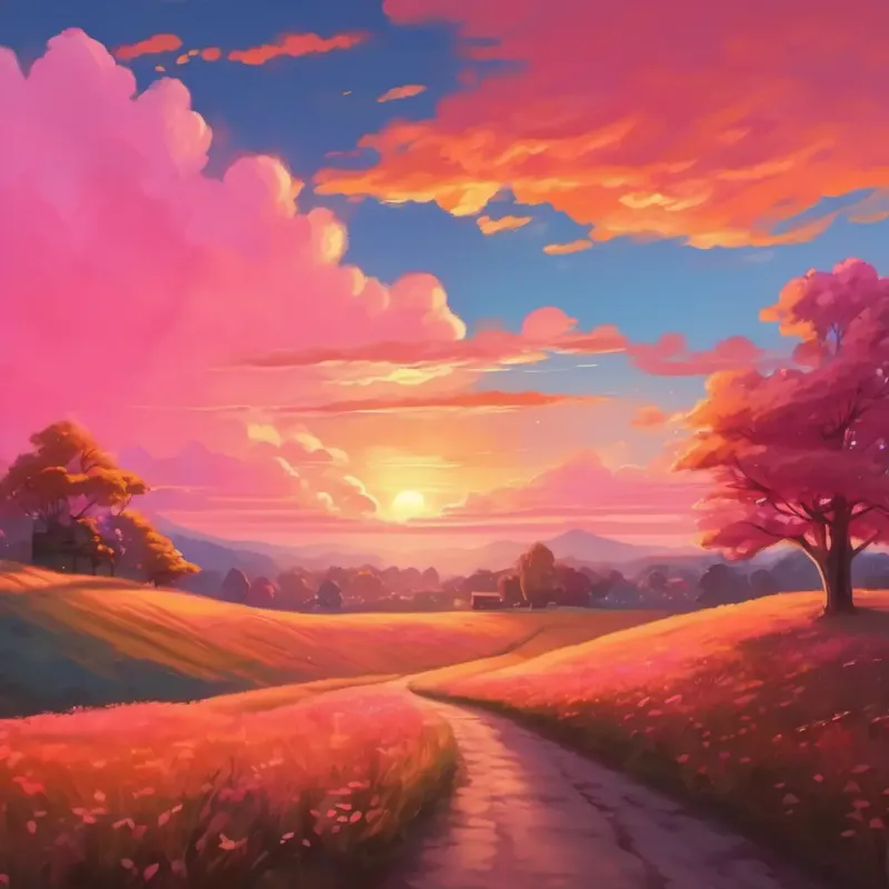 Sky turning pink and orange, returning home, feeling proud and grateful