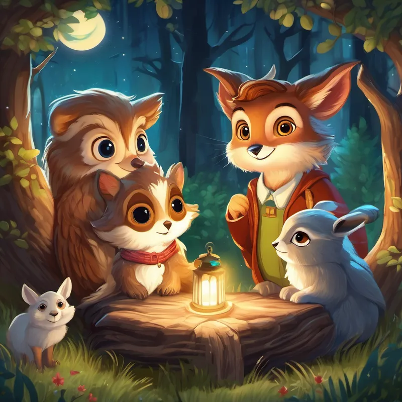"I want a bedtime story about a magical adventure with animals, Grandma!" Lily exclaimed with excitement. Grandma smiled and began the story, "Once upon a moonlit night, deep in the heart of a mystical forest, there lived a group of adorable animal friends. These furry friends included a wise owl named Oliver, a mischievous squirrel named Simon, and a gentle deer named Daisy."
