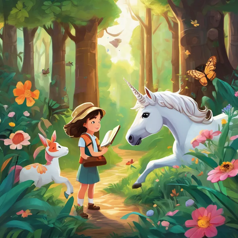 Excitement filled Lily's heart as she imagined the animals embarking on their incredible adventure together. Each page of the storybook in her mind came alive with colorful drawings of the magical forest, the animals, and the treasure they sought. As they journeyed through the forest, overcoming all obstacles, the friends encountered talking flowers, playful butterflies, and even a friendly unicorn. Each creature joined them on their quest, bringing with them their unique skills and joyful spirits.