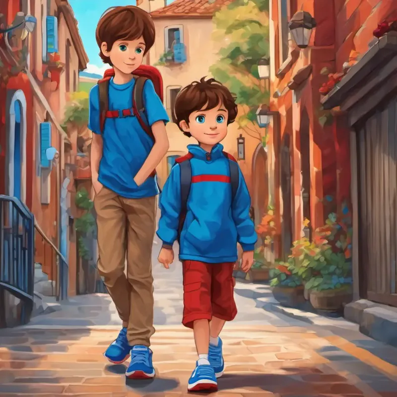 7-year-old boy with autism, brown hair, blue eyes, and red sneakers, a 7-year-old boy with autism, brown hair, blue eyes, and red sneakers.