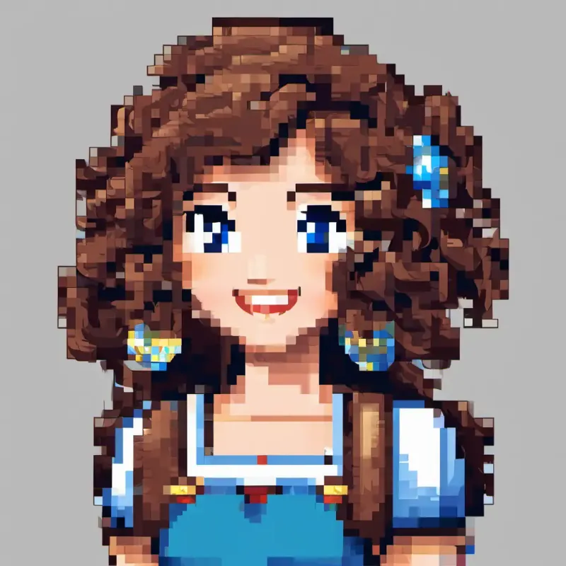 Lily is a happy girl with curly brown hair and bright blue eyes is a happy girl with curly brown hair and bright blue eyes.