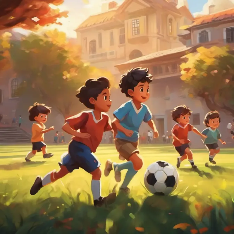 Bebé jugando futbol en el colegio