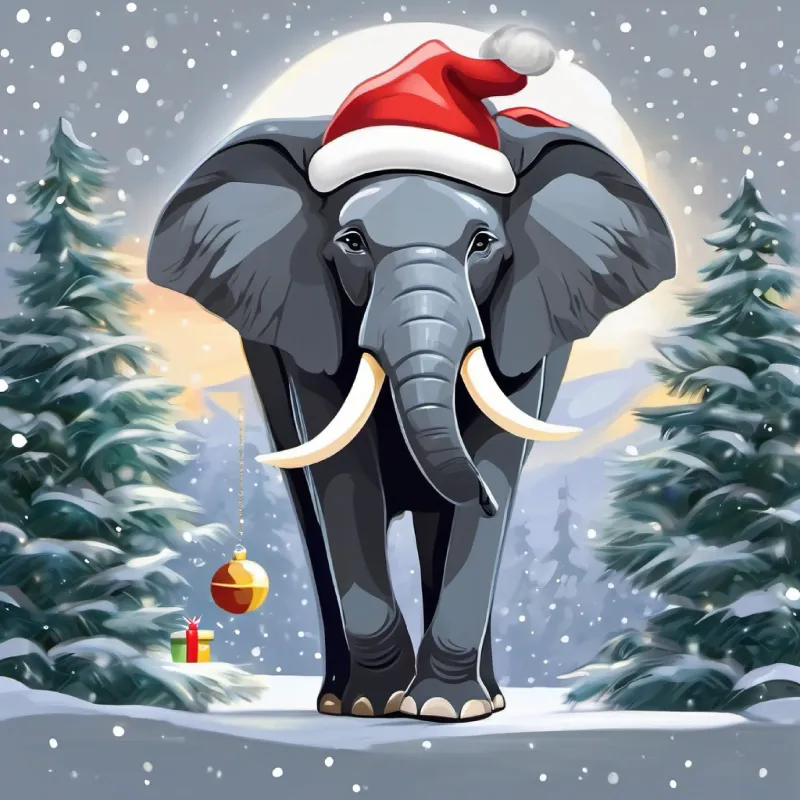 Elefante grande, piel gris, ojos brillantes y alegres haciéndose una promesa de cuidado personal.