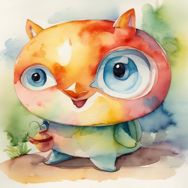 Introducing A bubble-shaped character with gleaming eyes, always smiling in Bodyville, a happy character.