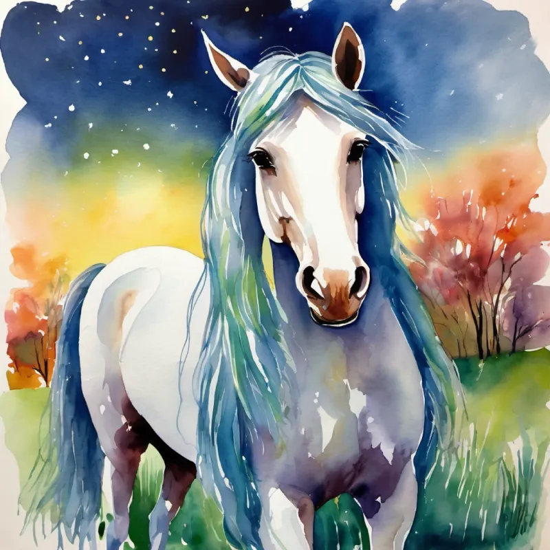 A radiant, sparkly figure with bright eyes and a wise look questioning Filly's importance.