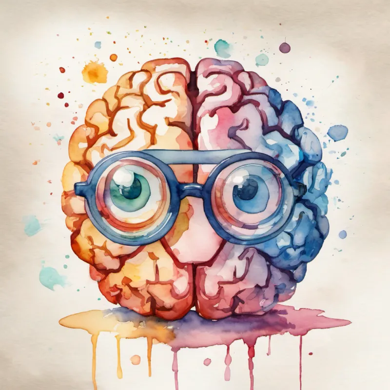 A brain-shaped character with spectacles and an intelligent gaze talks about the importance of balance.