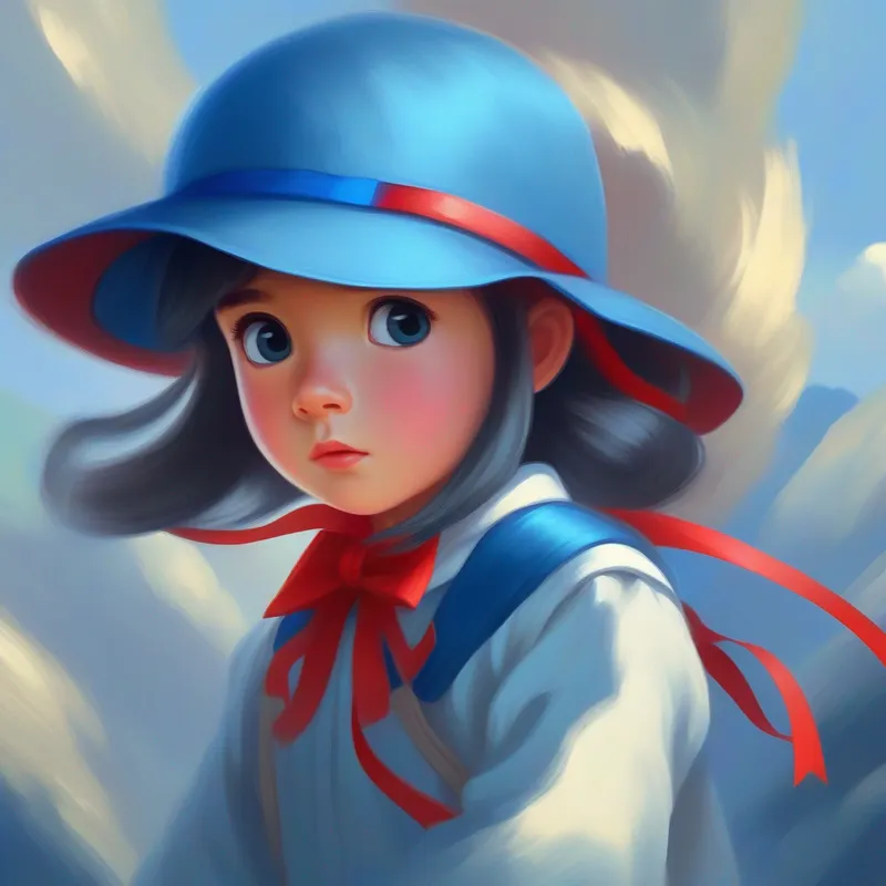 Curious and brave, wearing a blue hat and Clever and determined, with a red ribbon in her hair learning from their experience