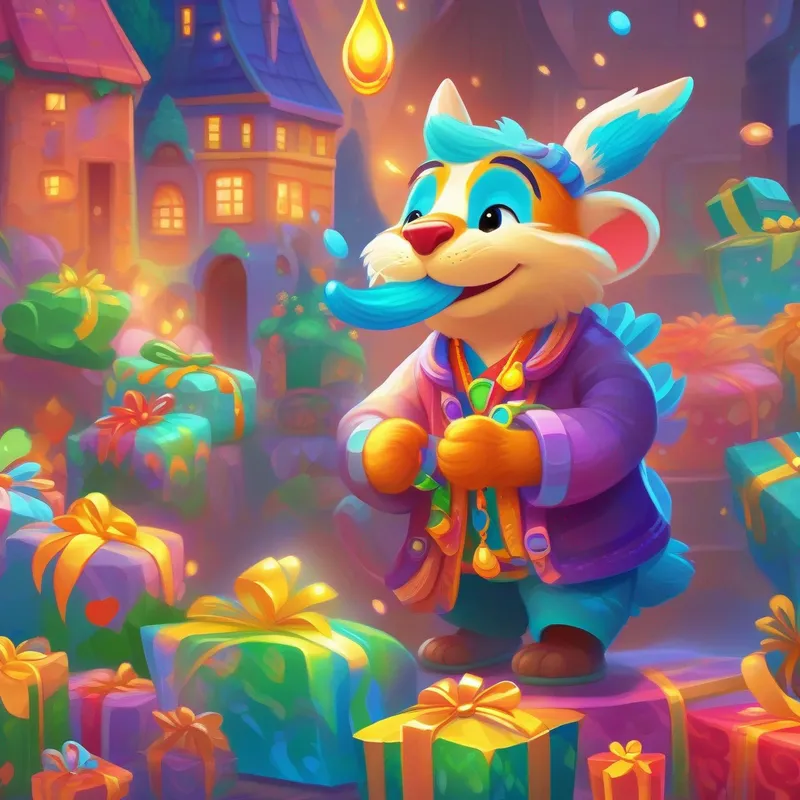 Aran is kind and caring, wearing bright and happy colors. gifts Roshan is joyful and loving, dressed in vibrant and cheerful hues. a ring, shining with happiness and love.