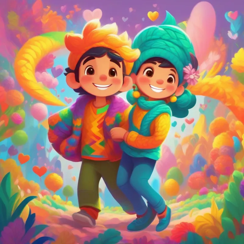 Aran is kind and caring, wearing bright and happy colors. and Roshan is joyful and loving, dressed in vibrant and cheerful hues. unite in marriage, surrounded by love and colors.